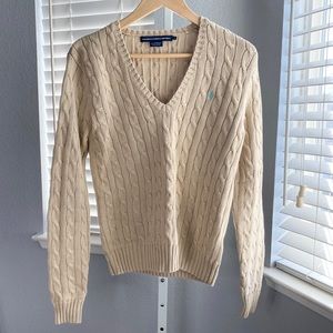 RALPH LAUREN SPORT Cable Knit V-Neck Sweater